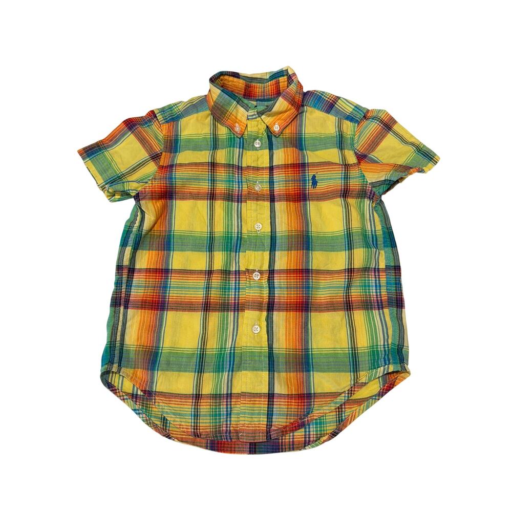Ralph Lauren Polo Shirt Youth Toddler 4T Multicolor Botton Long Sleeve Plaid